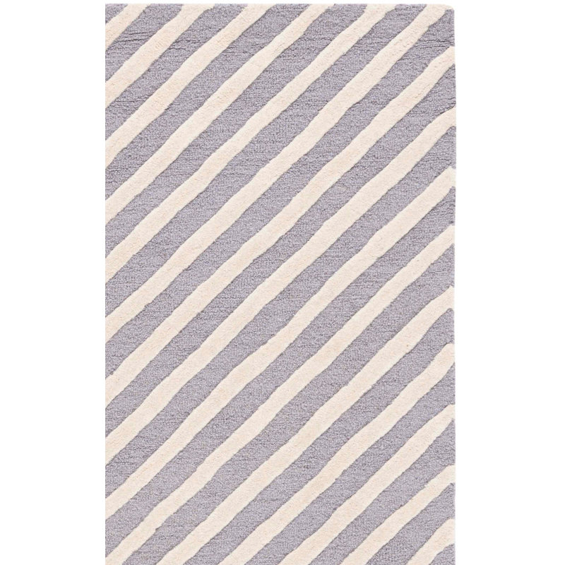 Tapis géométrique en laine touffeté à la main Garibald, Tapis de couloir beige