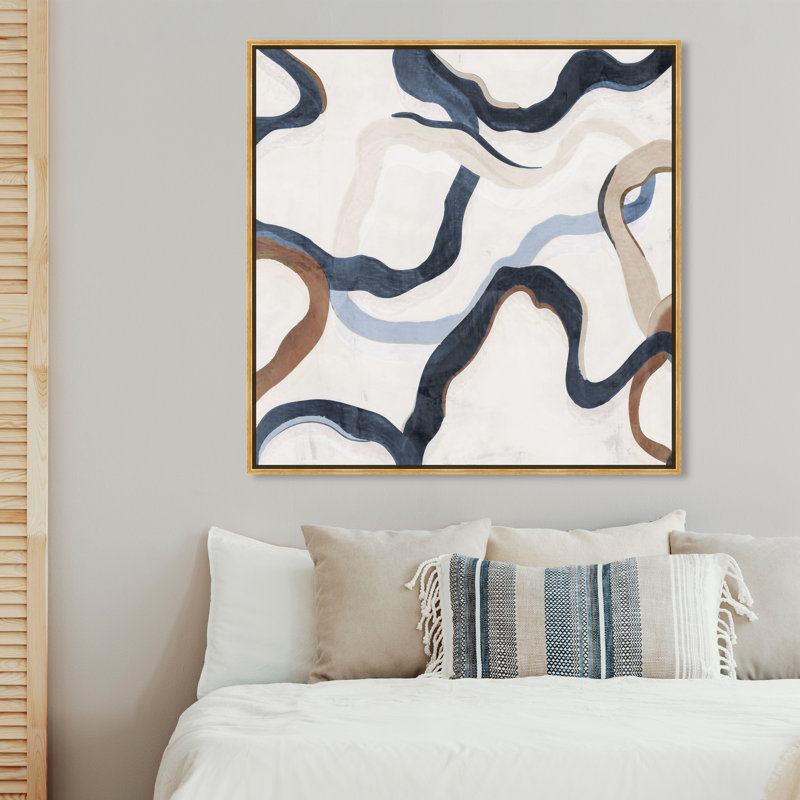 Sentiers de la vie III - peinture sur toile, Cadre doré, H 41,5 po x l 41,5 po