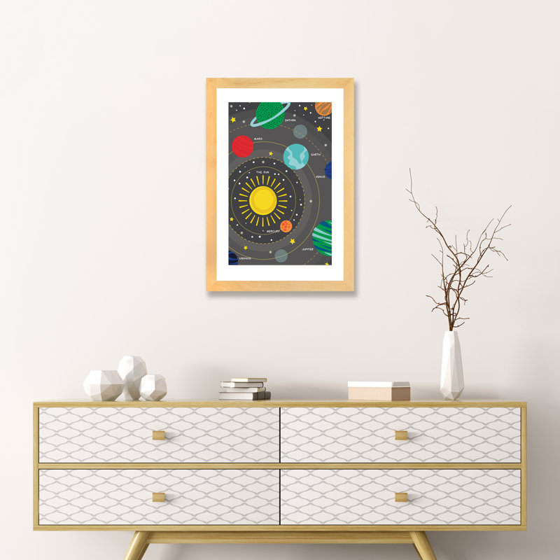 «Into Orbit» par Alison Tauber - reproduction imprimée, H 24 po x l 16 po x P 1 po, Papier avec cadre beige, Blanc
