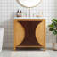 Meuble-lavabo de style moderne Mid-Century 30 po avec lavabo - Armoire autoportante en bois artistique avec 3 tiroirs et porte à fermeture en douceur, panneau à cannelures bicolore