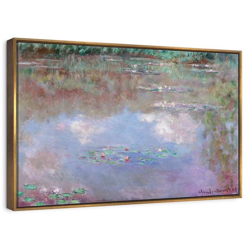 Nymphéas, nuages, 1903, 46 po x 31 po, Cadre flottant doré