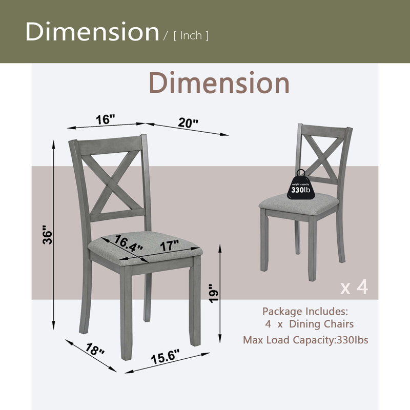 Dining Chairs Set For 4,Kitchen Chair With Padded Seat, Side Chair For Dining Room, Gray