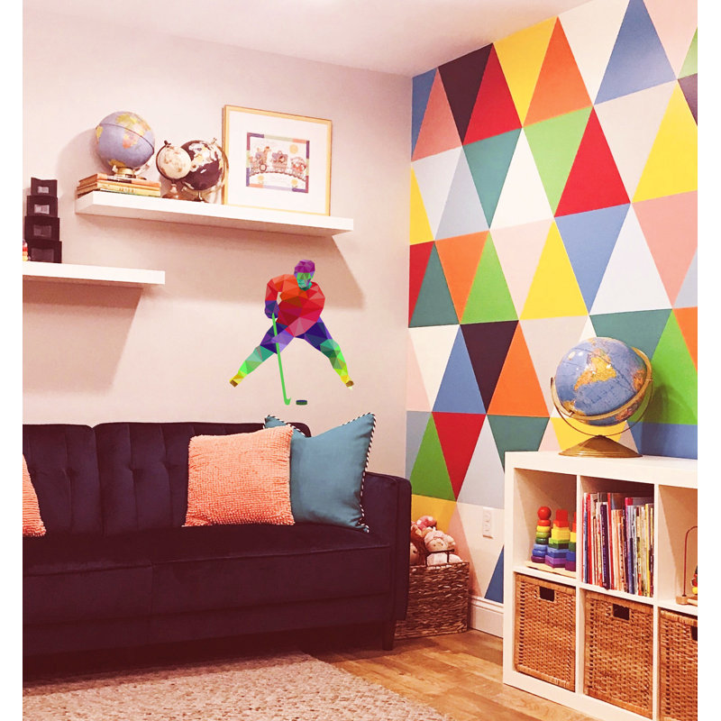 Adhésif décoratif polygonal hockey, H 22 po x l 24 po