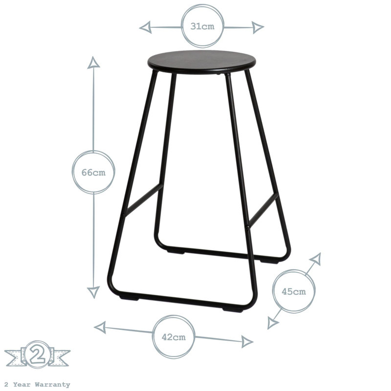 Counter Stool with Metal Frame, Black, Black
