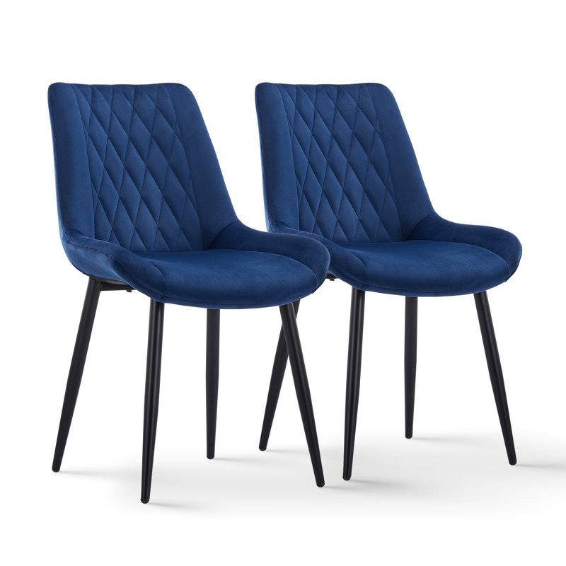 Nogales 46cm H Velvet Upholstered Side Chair, Blue