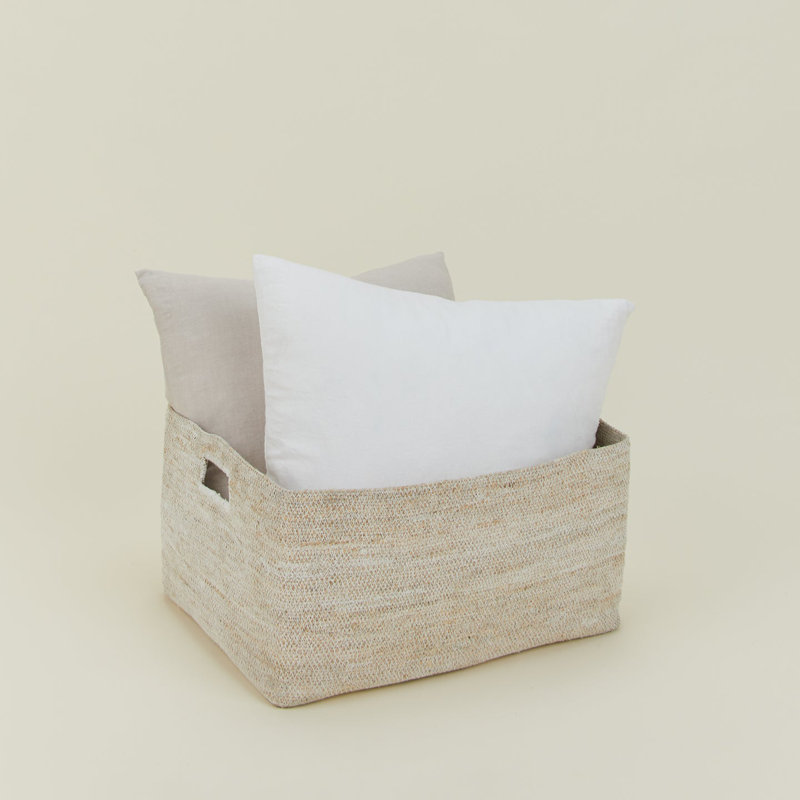 Essential Low Basket, White, 9" H x 17" W x 14" D