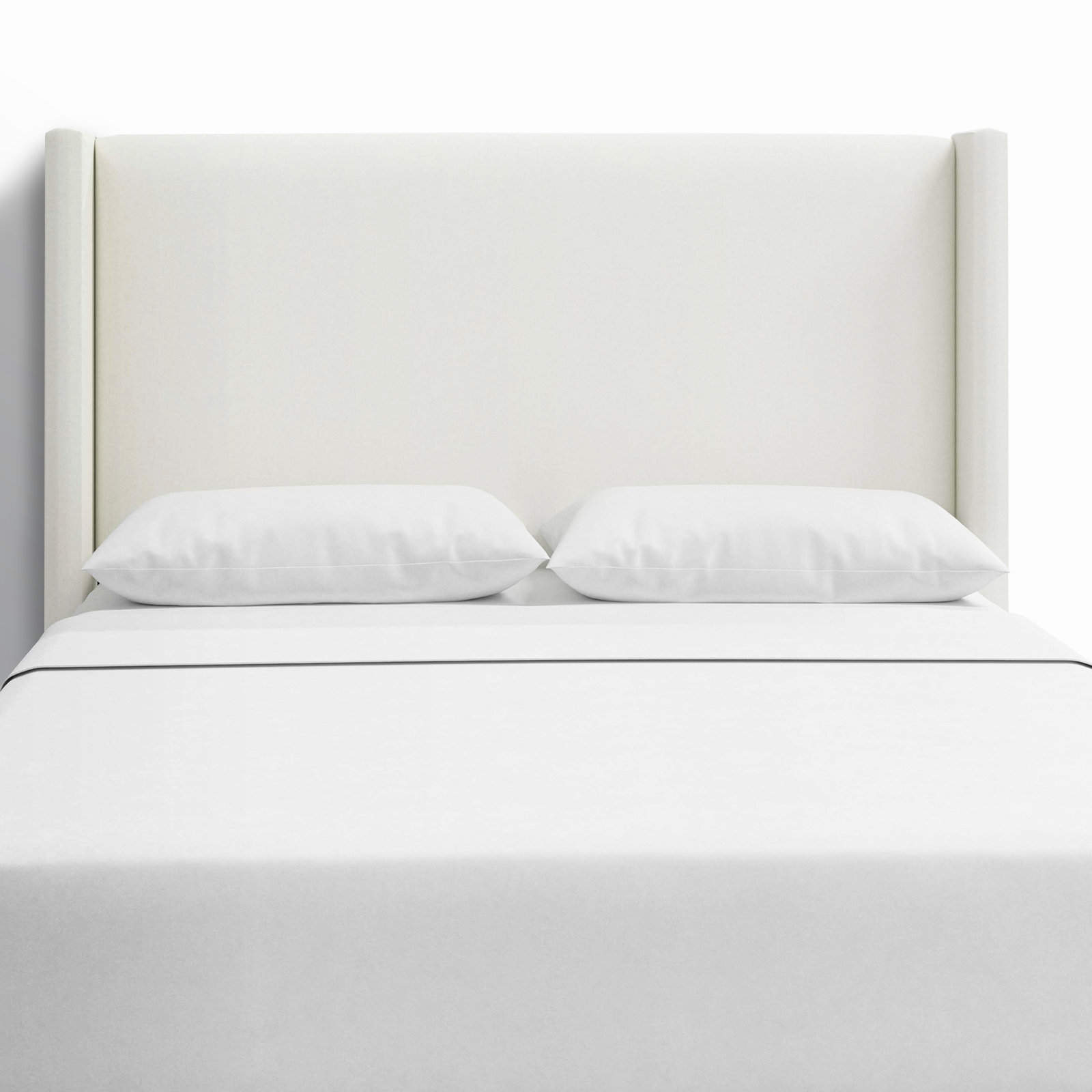 Hanson Pine Headboard, King, Zuma White Textured Linen