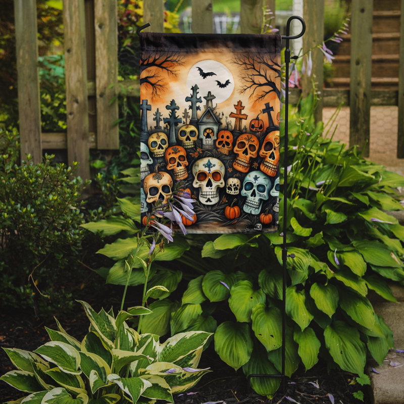 Drapeau de jardin d'Halloween effrayant Calaveras Sugar Skulls