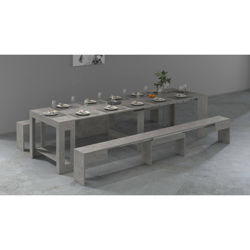 Table and chair set Dadamoni, Set with console and 2 extendable benches, 66x25h45 cm, Gray
