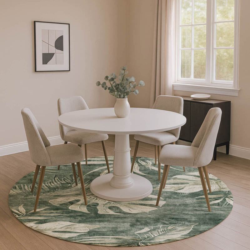 Premium Machine Washable Fairwood AMF1887 Floral Rug, Round 8'