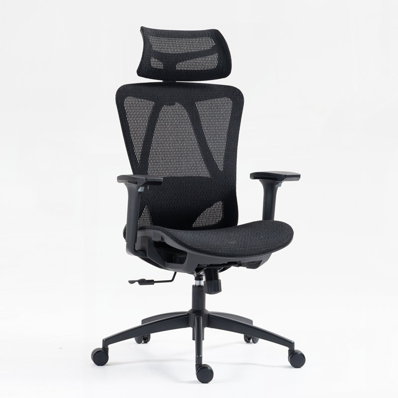 High Back Mesh Office Chair:8360HW-BK, Black, Black