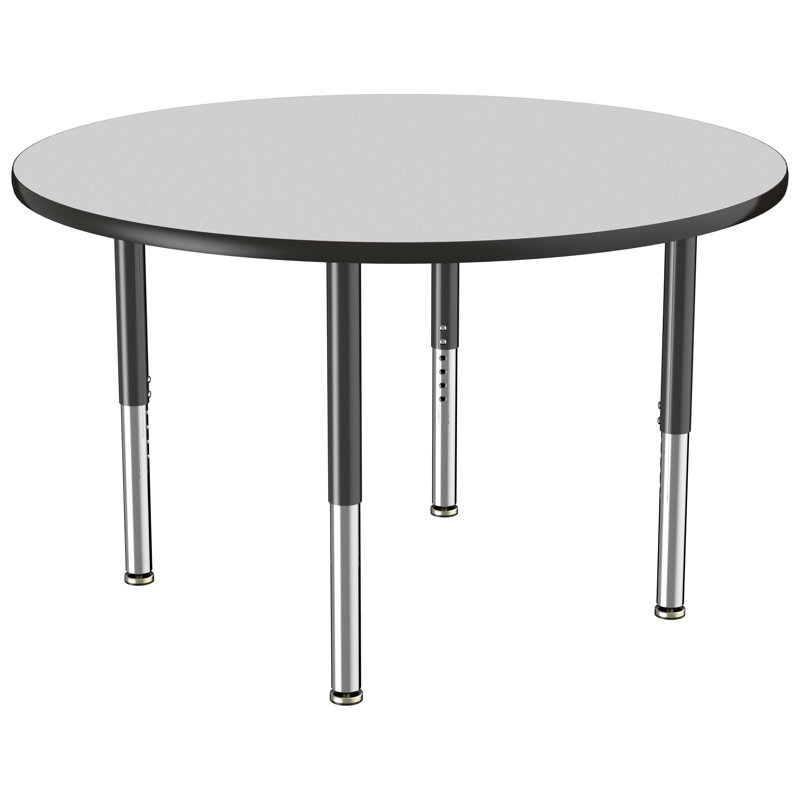 Table ronde à hauteur réglable, 48", Gris / noir, Super