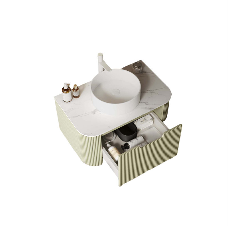Meuble-lavabo de salle de bain Tashania, Vert clair