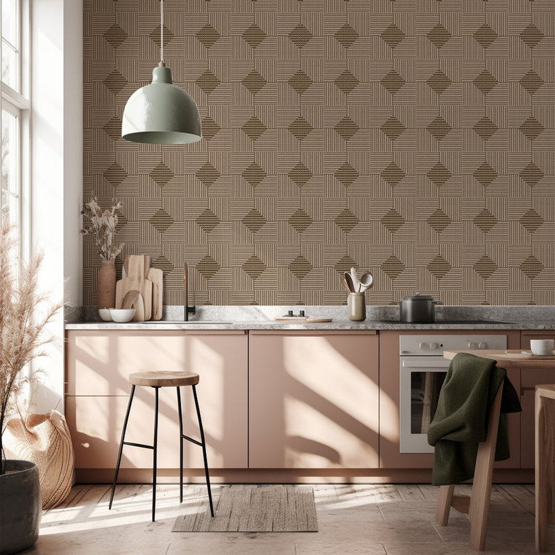 Panier tissé - Papier peint noyer cendré, Brown, Toile de ramie synthétique, Non-Pasted