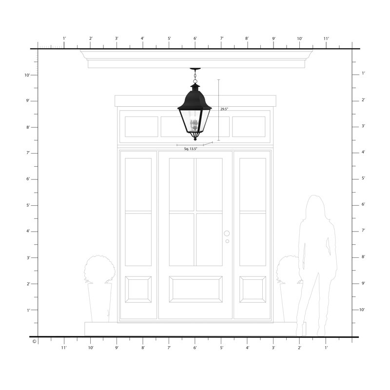 Lanterne suspendue d'extérieur 4 lumières Penlope, Bronze