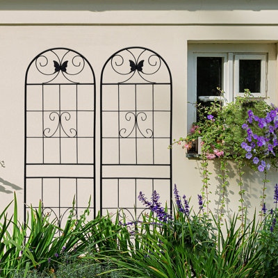 4 treillis de jardin en métal de 71 po x 19,7 po, support pour plantes d'extérieur noir antirouille, assemblage facile, tube galvanisé, idéal pour les plantes grimpantes comme le raisin, la gloire du matin, les treillis de haricots, la fleur noire, installer,