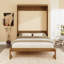 Grand lit en bois massif avec armoire escamotable, lit peu encombrant, parfait pour la chambre d'amis