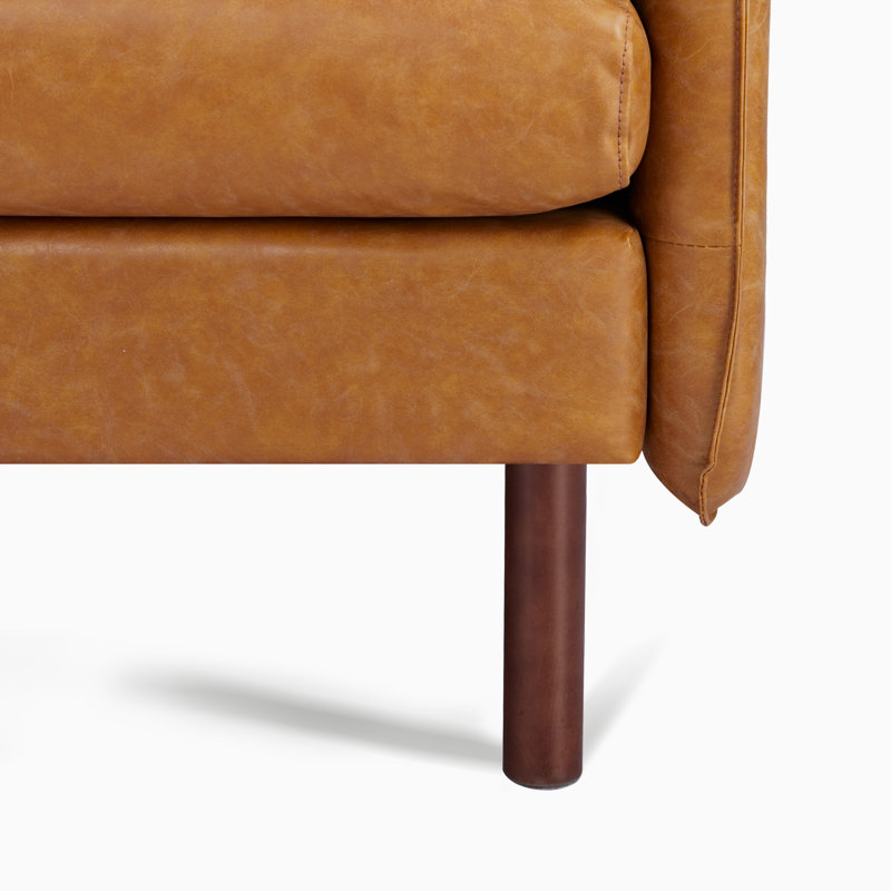 Canapé en cuir végétalien 82 po Reachel, 100% similicuir orange, H 33 po x l 82 po x P 32 po 