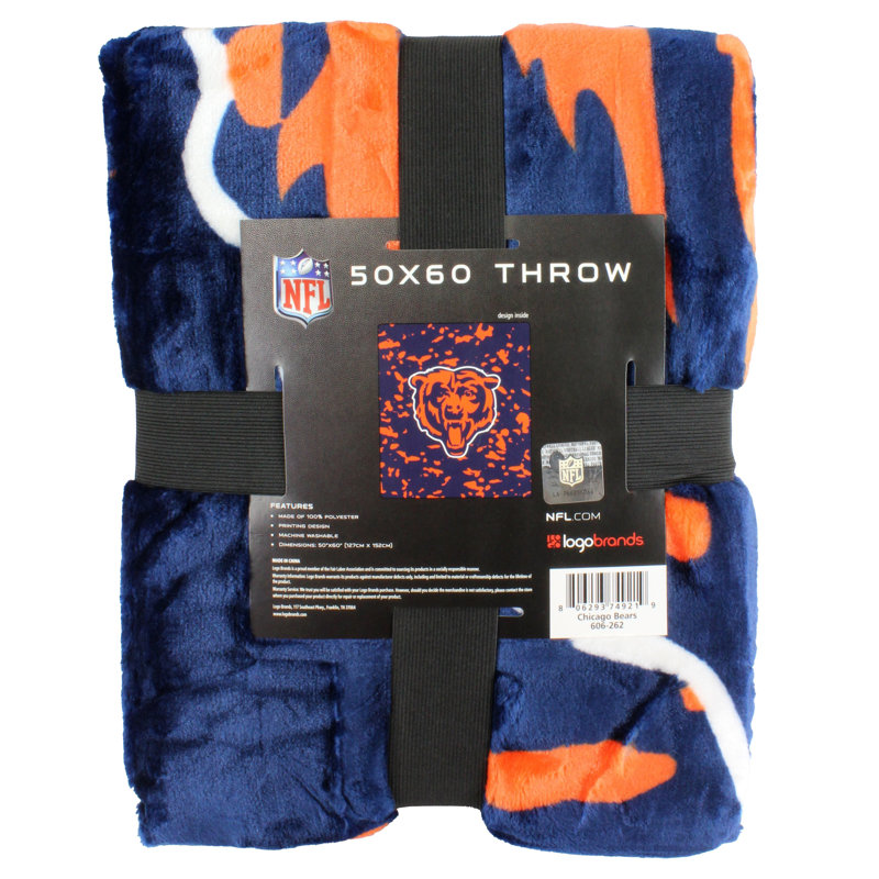 Chicago Bears Navy and Orange Knitted Throw Blanket