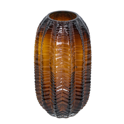 Textured Cylindrical Glass Vase with Amber Finish