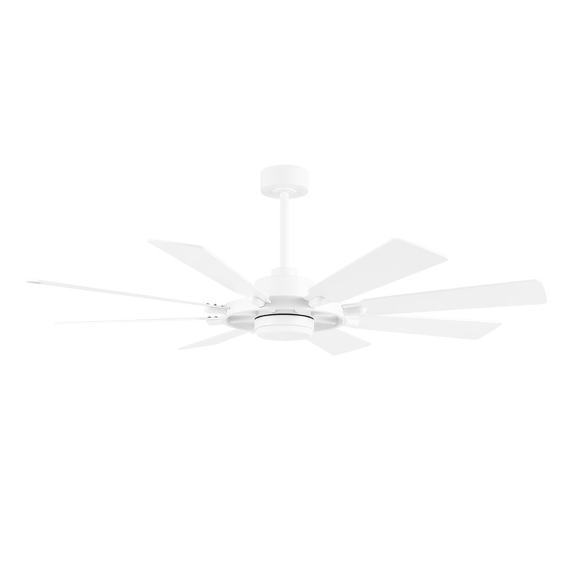 Antoinesha Ceiling Fan with LED Lights, White, White, 60"
