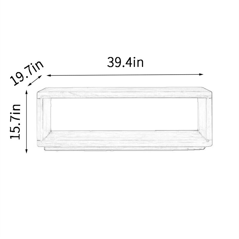 American rectangular coffee table, 15.7" H x 39.4" L x 19.7" W