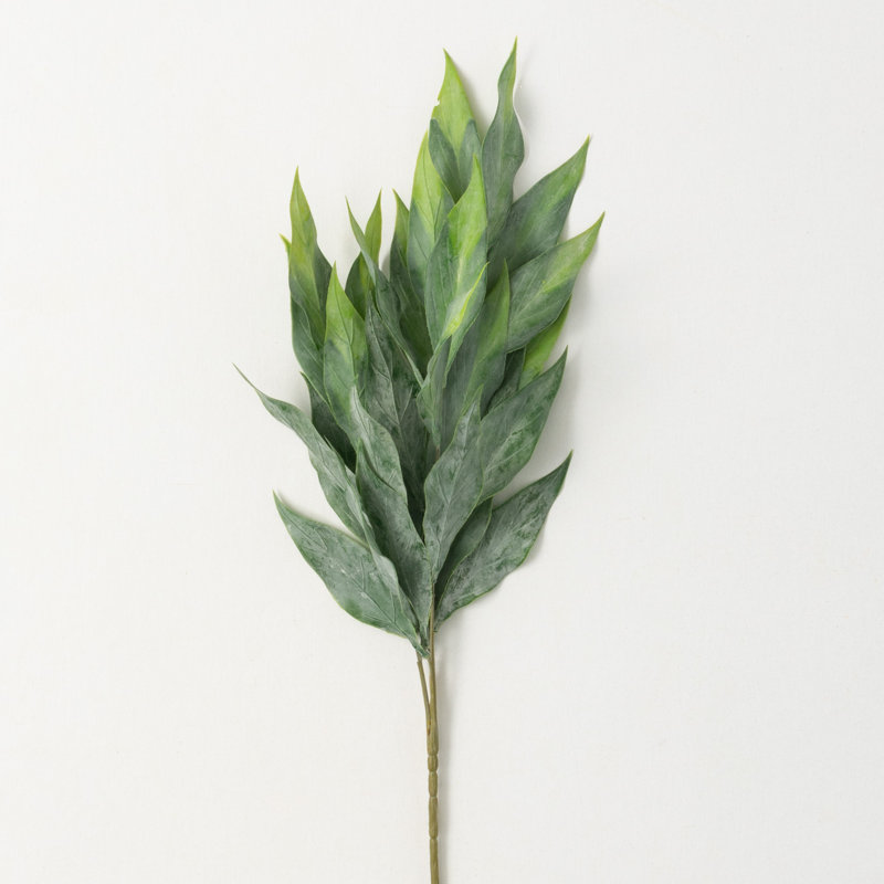 Tige de feuille verte givrée 28 po