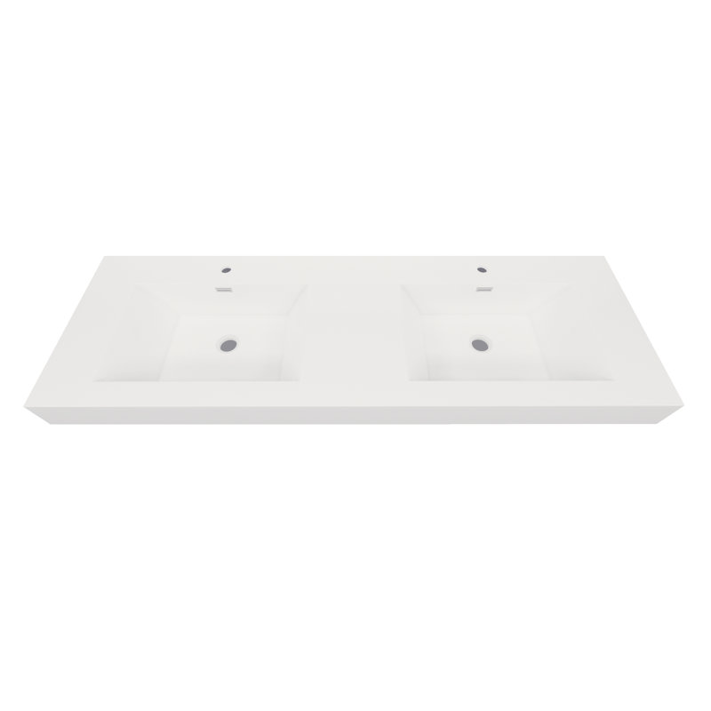 Lavabo de salle de bain vasque rectangulaire blanc avec trop-plein