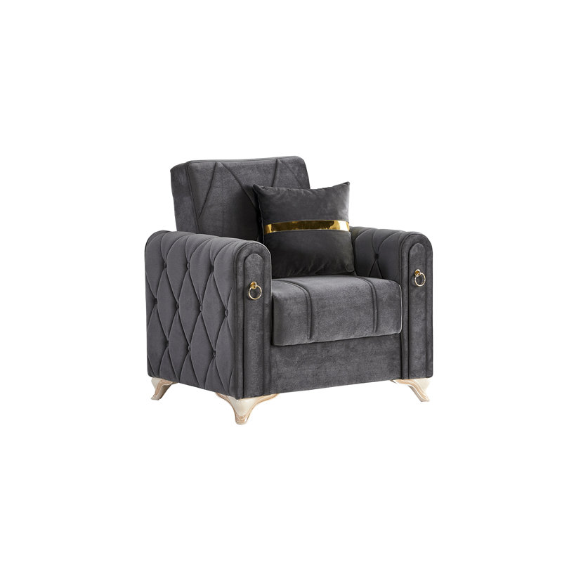 Fauteuil-lit convertible 35 po avec rangement Ferrero, Microfibre grise