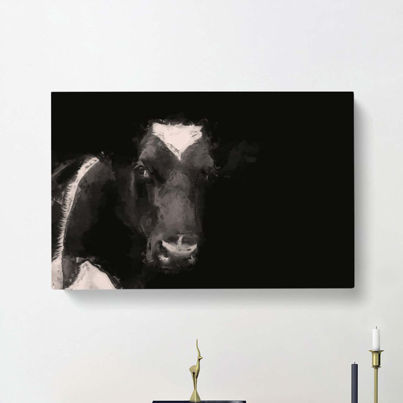 Peering Cow In Abstract - Wrapped Canvas, 35cm H x 50cm W x 3cm D