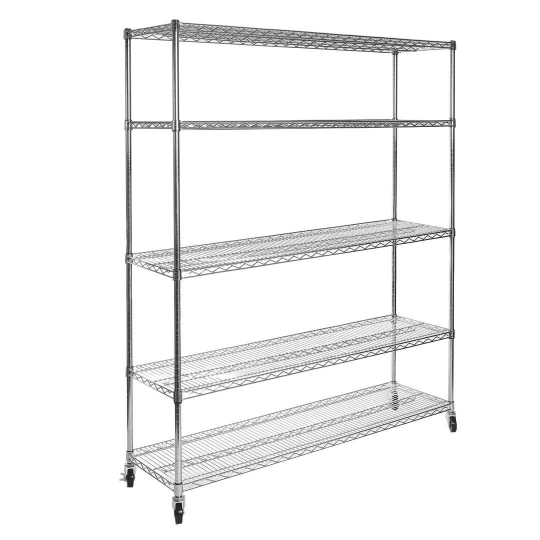 UltraDurable 60'' W x 24" D 5-Tier NSF-Certified Steel Shelving with Wheels Rebrilliant