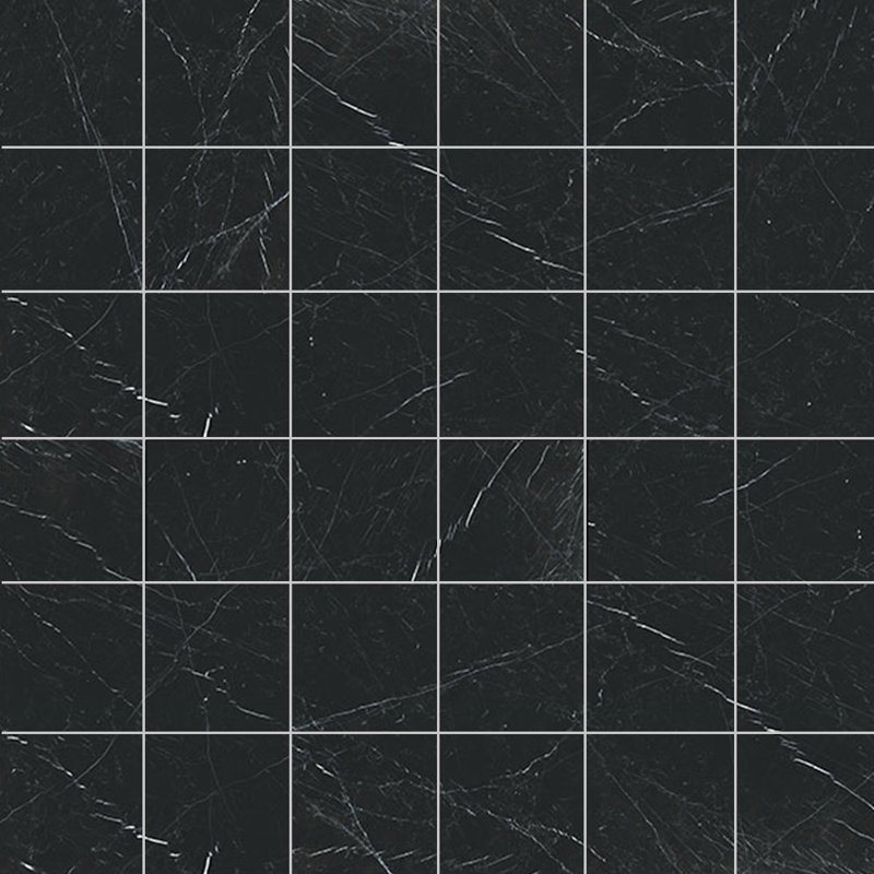 Marbre toscan 2 x 2 mosaïque mat Nero Marquina, Nero Marquina
