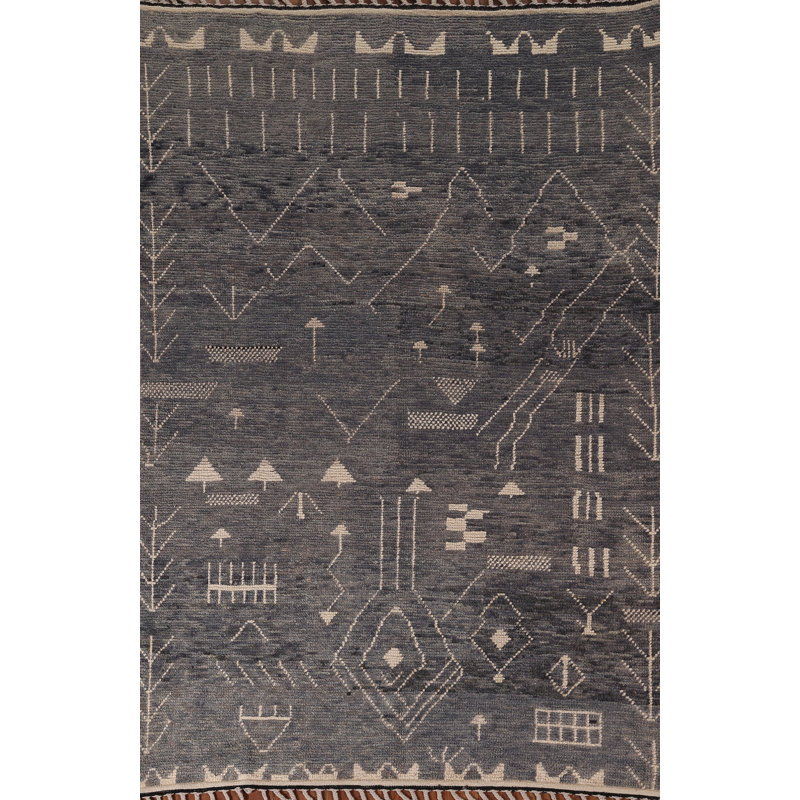 Tapis gris et bleu marocain 6 x 9