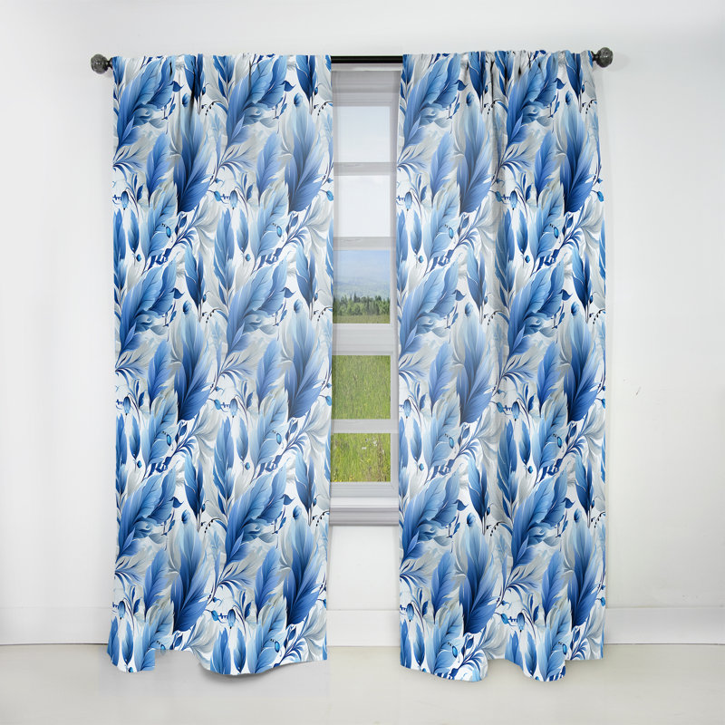 Sapphire Blue Dove Feathers II - Bohemian Velvet Curtain - Room Darkening - 1 panel, 52" W x 63" L