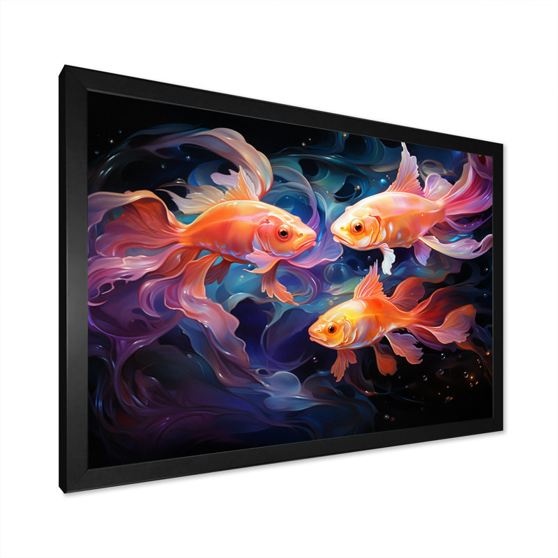 " Fishing Ethereal Eels ", Black Single Picture Framed, 30" H x 40" W x 1.5" D