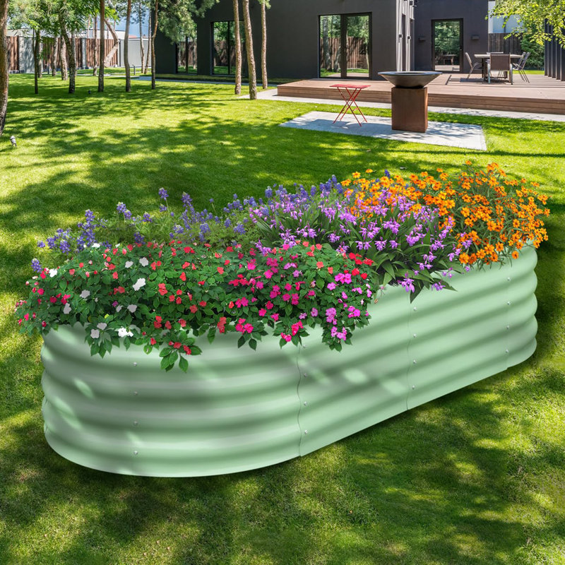 Lit de jardin surélevé galvanisé pour l'extérieur, H 17 po x l 70,8 po x P 35,4 po, Vert
