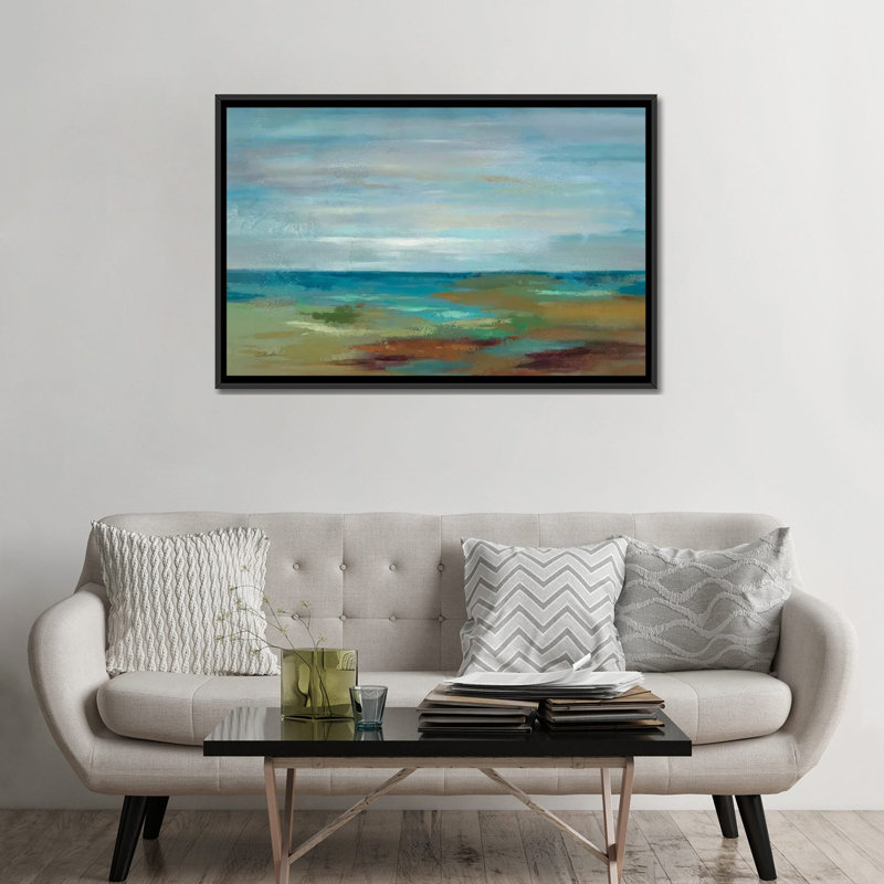 « wispy clouds », impression sur toile, H 18 po x l 26 po x P 1,5 po, Toile avec cadre noir, Pas de tapis