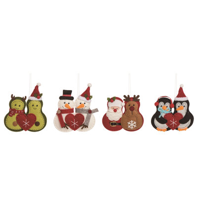  Ensemble de 4 décorations de Noël Felt