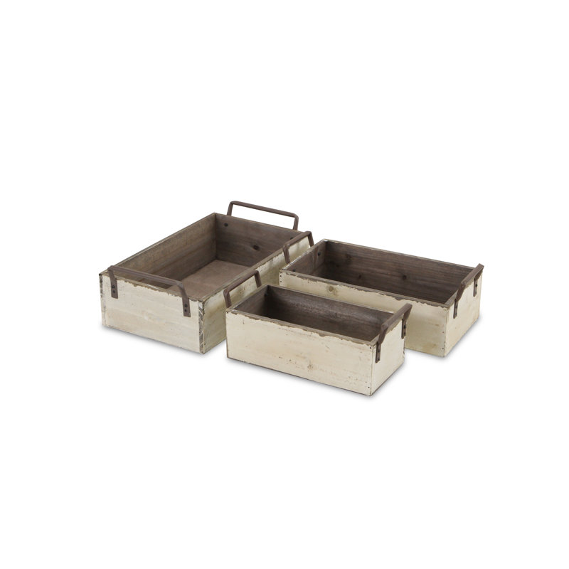 Ensemble de 3 caisses en bois massif, Petit