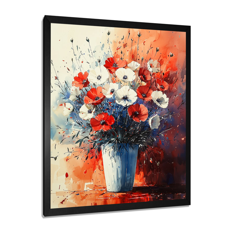 Pennington - reproduction d'art sur toile florale, Black, 20" H x 12" W, Single Picture Framed Print