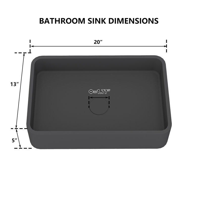 Lavabo de salle de bain vasque rectangulaire en érable, Terre noire