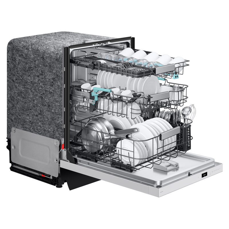 Samsung 38 dBA Bespoke Smart Dishwasher with 3rd Rack Washing System, White Glass