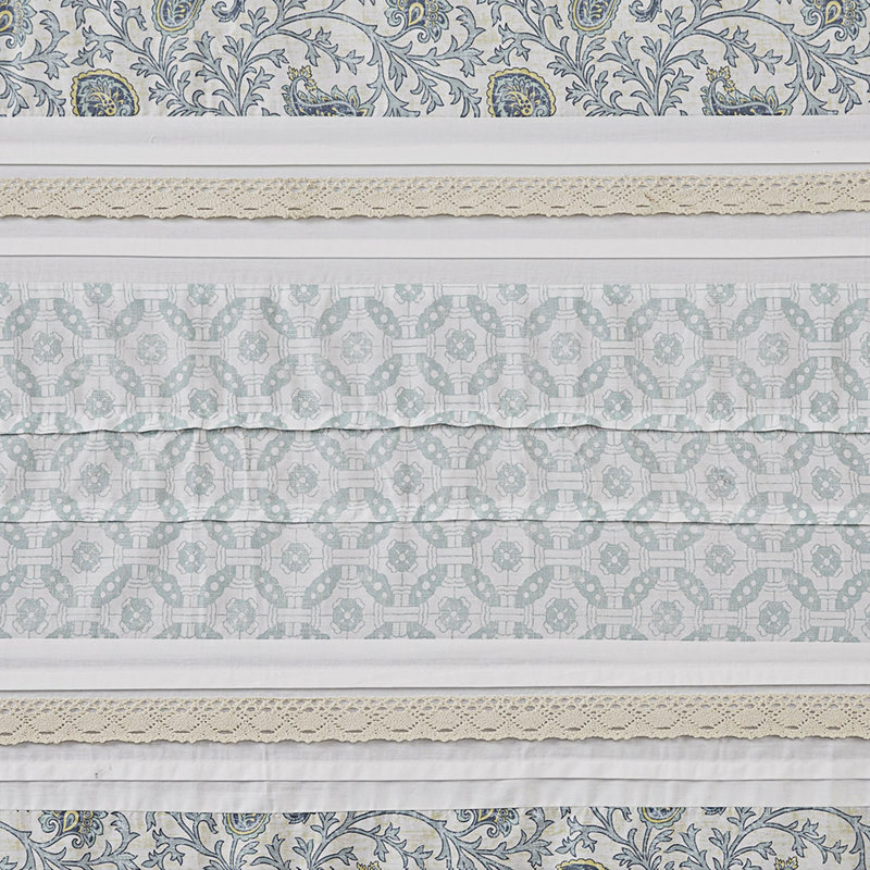 Blue and White Paisley Cotton Shower Curtain