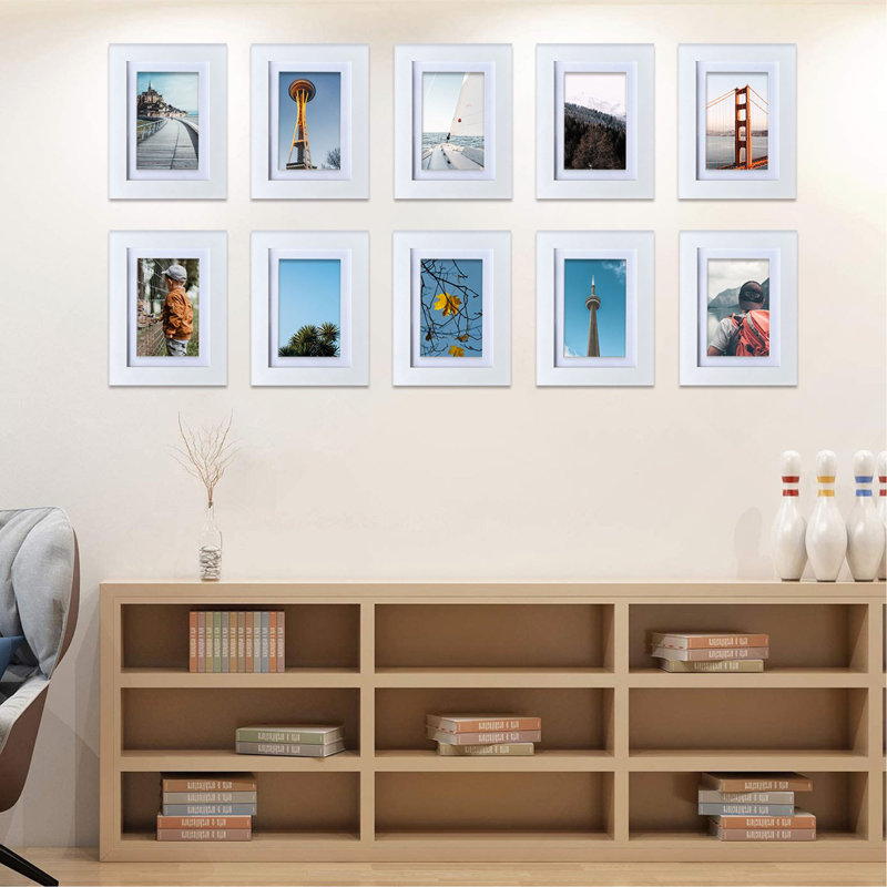 Cadre de photo en MDF 5 * 7 "mural et présentoir de table, paquet de 10