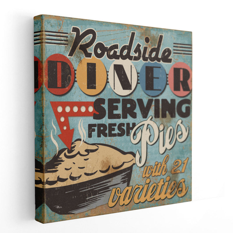 Diners And Drive Ins II - reproduction d'art sur toile, H 16 po x l 16 po