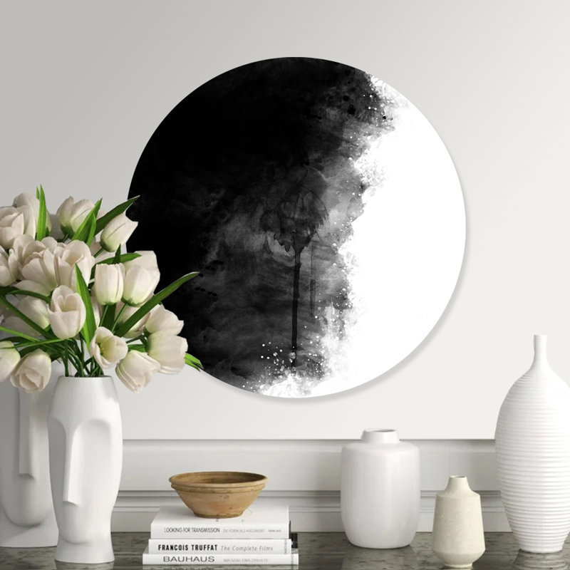Palmier noir - peinture sur acrylique, H 36 po x l 36 po, Acrylique sans cadre