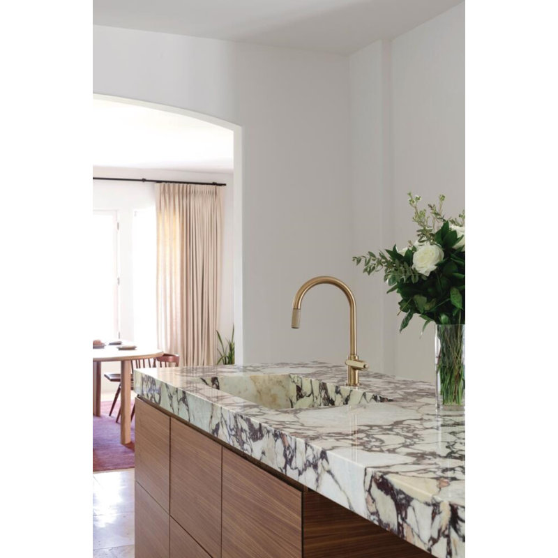 Litze® Pull-Down Single Handle Kitchen Faucet With Accessories, Luxe Gold
