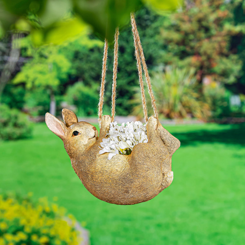Pot à fleurs suspendu en lapin avec jute