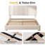 Cadre de lit, cadre de lit Boucle avec tête de lit réglable, lit plateforme tapissier moderne avec lattes de bois, coins arrondis doux, aucun sommier requis, silencieux, assemblage facile-129768435-129768434