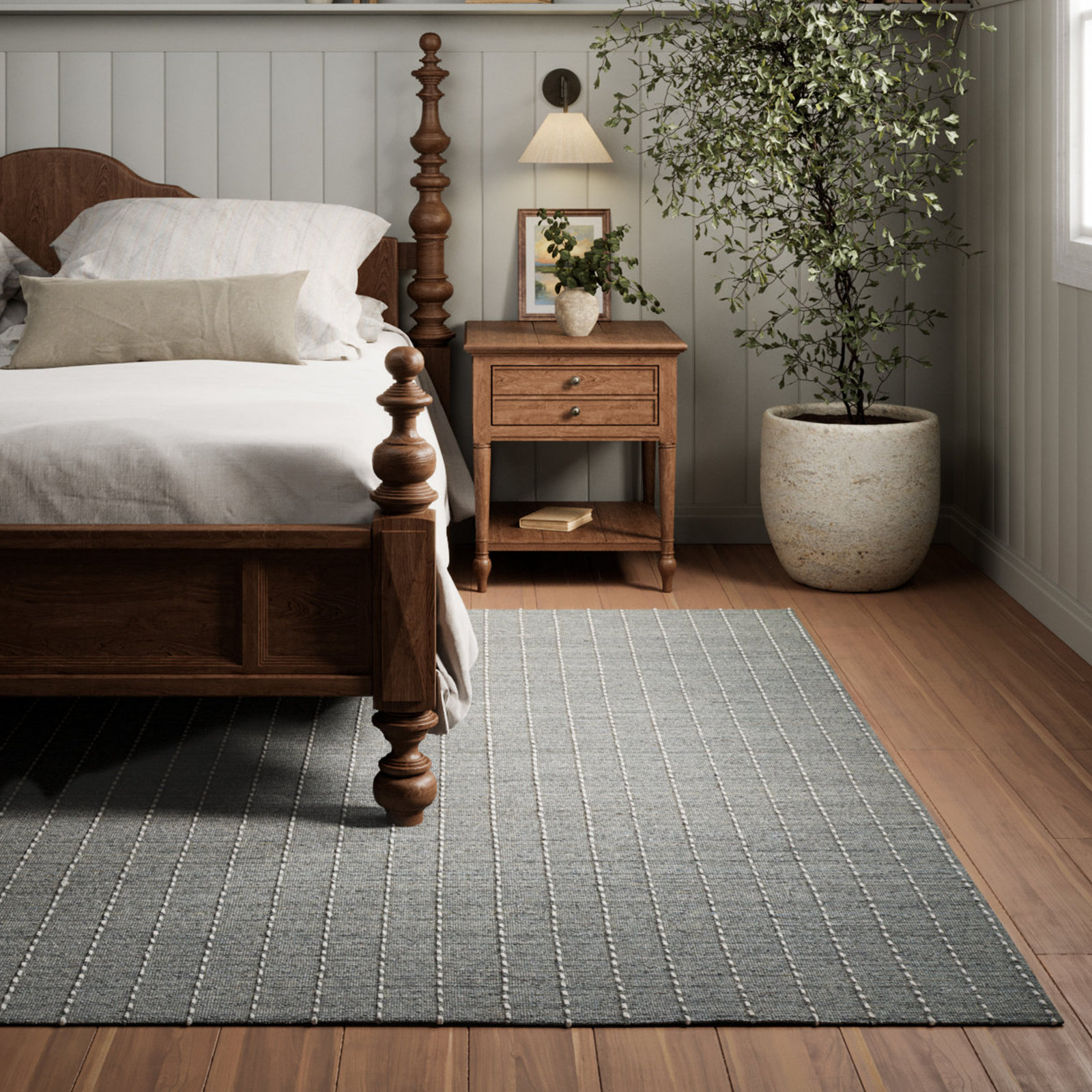 Amita Handmade Hand Loomed Gray/Begie/Blue Rug, Rectangle 9' x 12'